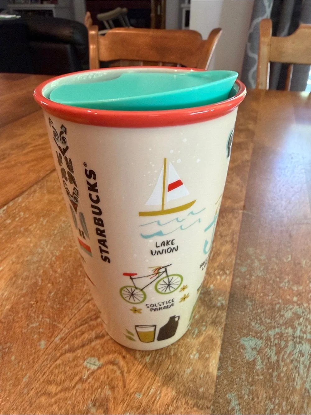 Starbucks Seattle Wall Ceramic Tumbler Mug 12 oz